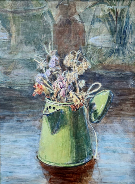 flowers in coffee pot